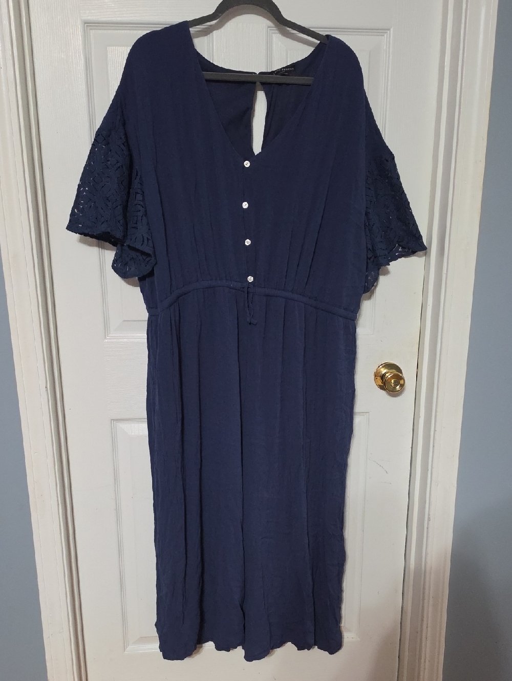 Lane Bryant Navy Jumpsuit with Tab Detail